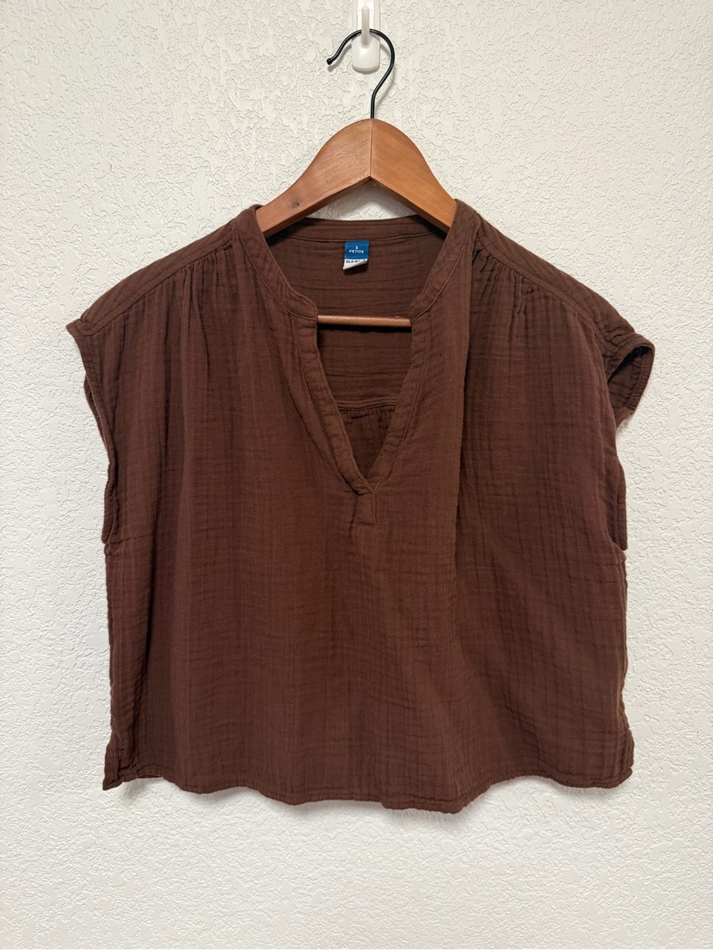Old Navy Brown Cotton Gauze V-Neck Top